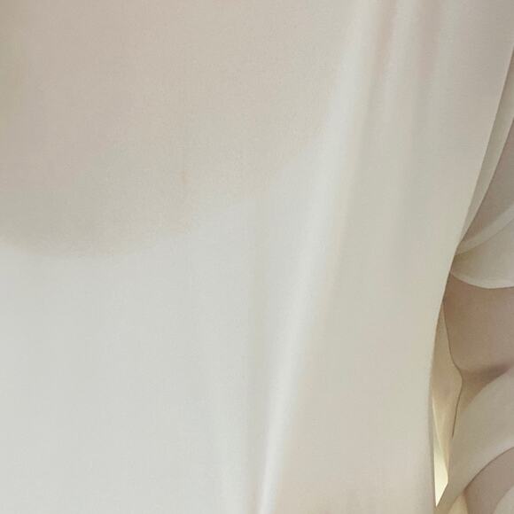 NORDSTROM LUSH White Ruffle Keyhole Button Back Long Sleeve Blouse Shirt Top M - Picture 6 of 8